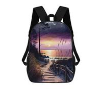 sinyumoney Beach at Purple Sunset Mochila De Peluche Con Dibujos Animados, Mochila 3D Para Niños, Bolsa Escolar, Idea De Regalo De Cumpleaños Para Niños Y Niñas 17inch