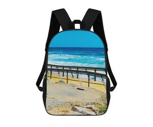 sinyumoney Beach Boardwalk with Ocean Waves Mochila Escolar, Mochila De Negocios Para Portátil, Mochila Informal Unisex Para Hombres/mujeres 17inch
