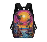 sinyumoney Beach Sunset Palm Trees -3 17inch Mochila Escolar Impresa En 3D Para Niños, Mochila Escolar Informal De Moda, Mochilas De Viaje Para Niños Y Estudiantes.