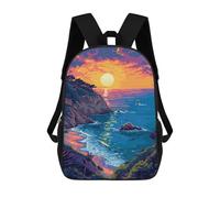 sinyumoney Beach Sunset Pixel Art Mochilas Impresas En 3D Para Niños, Mochila Escolar, Mochila De Moda Para Niños De Primaria Y Secundaria 17inch