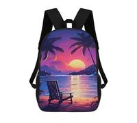 sinyumoney Beach Sunset Relaxation Scene Mochila Escolar De 17 Pulgadas Para Adolescentes, Con Estampado 3D, Ajustable Y Con Bolsillos, Ideal Para Niños, Niñas Y Estudiantes.