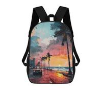 sinyumoney Beachside Sunset Drive Mochila Escolar Resistente Al Agua Para Computadora, Ideal Para Campus, Actividades Al Aire Libre, Viajes Y Deportes 17inch