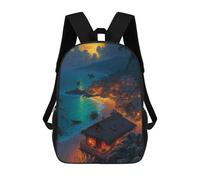 sinyumoney Beachside Sunset Village Mochilas Para Niños Mochila Escolar Mochila Escolar Impresa En 3D Para Niños Estudiantes De Primaria Y Secundaria 17inch