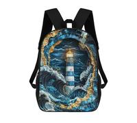 sinyumoney Beacon in The Storm Kintsugi Art Mochila Infantil Para Niñas, Mochila Escolar 3D, Mochila Para Niños Pequeños, Mochila Informal De Día, Mochila Escolar De Moda 17inch