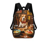 sinyumoney Beagle at Dinner Table Mochila Escolar Informal Para El Día A Día, Ideal Para Viajes, Trabajo Y Uso Diario 17inch