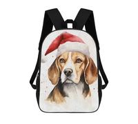 sinyumoney Beagle Dog Santa Hat Xmas Mochilas Infantiles Impresas En 3D Para Niños, Mochilas Escolares De Moda, Mochilas De Viaje, Mochilas Escolares Para Niños De Primaria 17inch