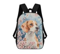 sinyumoney Beagle Dog with Cherry Blossoms Watercolor Floral Beagle Poster Mochila Infantil Con Impresión 3D, Mochila Escolar Para Niños, Mochila Informal Divertida Para Niños Y Adolescentes 17inch