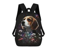 sinyumoney Beagle in Space Flowers Mochila Escolar Para Institutos De Secundaria Mochila Informal - Perfecta Para Viajes, Trabajo Y Uso Diario 17inch