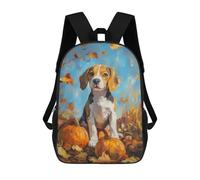 sinyumoney Beagle Puppy with Pumpkins Painting Fall Dog Portrait Mochila Escolar Infantil De 17 Pulgadas, Mochila Escolar Impresa En 3D Para Niños De Primaria Y Secundaria