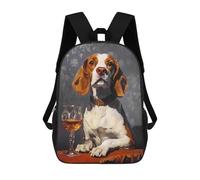 sinyumoney Beagle with Wine Glass Mochila Infantil, Mochila Escolar Impresa En 3D, Mochila Para Niños Y Niñas, Mochila Escolar Ajustable Para La Escuela Primaria 17inch