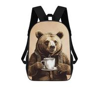 sinyumoney Bear And Coffee Mochila Escolar De 17 Pulgadas Impresa En 3D Mochilas Infantiles Mochila Genial Impresa En 3D Para Niños De Primaria Y Secundaria