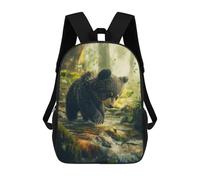sinyumoney Bear Cub in A Forest Stream Mochilas Infantiles Impresas En 3D De 17 Pulgadas. Mochila Escolar Informal Impresa En 3D Para Niños De Primaria Y Secundaria.