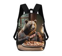 sinyumoney Bear Eating Pizza Funny Mochila Infantil Con Impresión 3D, Mochila Escolar Para Niños, Mochila Informal Divertida Para Niños Y Adolescentes 17inch