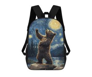 sinyumoney Bear Gazing at Stars Mochila Escolar/de Trabajo/para Portátil Para Hombres, Mujeres Y Adolescentes 17inch