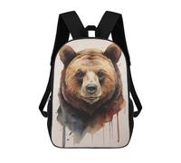 sinyumoney Bear Head Watercolor Mochila Escolar Grande Resistente Al Agua Para Portátil Para Niñas, Niños Y Adolescentes 17inch