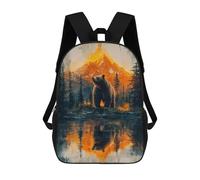 sinyumoney Bear in Mountain Landscape Reflection Mochila Escolar Grande Resistente Al Agua Para Portátil Para La Escuela/trabajo/viajes 17inch