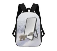 sinyumoney Bear in The Mirror Mochila Infantil Para Niñas Y Niños, Mochila De Día, Escuela Primaria, Perfecta Para La Vuelta Al Cole O Educación Física, Regalos Y Viajes 17inch