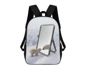 sinyumoney Bear in The Mirror Mochila Infantil Para Niñas Y Niños, Mochila De Día, Escuela Primaria, Perfecta Para La Vuelta Al Cole O Educación Física, Regalos Y Viajes 17inch