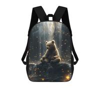 sinyumoney Bear Meditating Waterfall Mochila Escolar Para Niños Mochila Escolar Impresa En 3D Mochila Escolar De Moda Para Niños De Primaria Y Secundaria 17inch