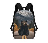 sinyumoney Bear on Road with Mountain Mochila Impermeable Para Ordenador Portátil Para Campus, Actividades Al Aire Libre, Viajes Y Deportes 17inch