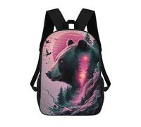 sinyumoney Bear Pink Silhouette Fores Mochila Escolar Para Niños, Mochila Escolar De Gran Capacidad Para Niños, Mochila Escolar 3D, Regalos Para Niños 17inch