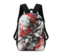 Sinyumoney Bear Pink Silhouette Fores Mochilas Escolares Para Niños, Bolsa De Escuela Impresa En 3D Para Niños, Estudiantes De Primaria Y Universidad, Military Soldier Black Red, 17"