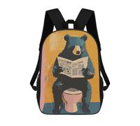 sinyumoney Bear Reading Newspaper on Toilet Mochila Escolar Infantil Impresa En 3D Para Niños, Mochila De Viaje De Alta Capacidad, Bolsas Para Libros, Mochila Escolar Infantil 17inch