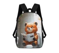 sinyumoney Bear Reading on Toilet Mochila Infantil Para Niñas, Mochila Escolar 3D, Mochila Para Niños Pequeños, Mochila Informal De Día, Mochila Escolar De Moda 17inch