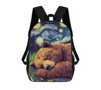 sinyumoney Bear Sleeping Under Starry Night Mochila Escolar Para Niñas 17inch Mochila Informal Ligera Para Niños Y Niñas, Ideal Para Estudiantes De Secundaria