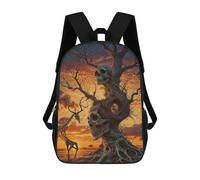 sinyumoney Bear Soldier - Mochila escolar ligera y divertida, para niñas y adolescentes, Árbol de calavera y animal, 17"
