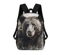 sinyumoney Bear Wild Beauty Black Ink Mochila Escolar Impresa En 3D Para Niños, Mochila Escolar Informal De Moda Para Viajes Para Niños Y Estudiantes 17inch