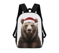 sinyumoney Bear with Santa Hat Portrait Mochila Escolar Infantil Impresa En 3D Para Niños, Mochilas De Viaje De Alta Capacidad, Bolsas Para Libros, Mochila Escolar Infantil 17inch