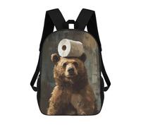 sinyumoney Bear with Toilet Paper Mochila Con Bolsillo Mochilas Impresas En 3D, Mochilas De Viaje, Mochilas Para Libros, Mochila Escolar Para Niños 17inch