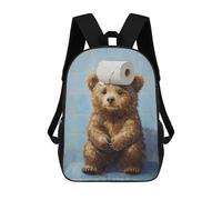 sinyumoney Bear with Toilet Paper on Head-1 Mochila Escolar Infantil Impresa En 3D 17inch Mochilas De Moda Para Niños De Primaria Y Secundaria