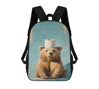 sinyumoney Bear with Toilet Paper Roll on Head-1 Mochila Escolar Grande Para Niños, Niñas, Adolescentes, Hombres Y Mujeres 17inch