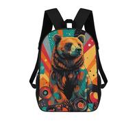 sinyumoney Bear with Vinyl Records Retro Bear Print Mochila Escolar Impresa En 3D Para Niños, Mochila Escolar, Mochilas De Viaje, Bolso Informal De Moda Para Niños Y Estudiantes 17inch