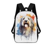 sinyumoney Bearded Collie Watercolor Mochila Escolar Impresa En 3D 17inch Mochila Escolar Infantil Mochilas De Viaje Mochila Informal De Moda Para Niños Y Estudiantes