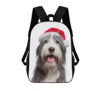 sinyumoney Bearded Collie with Santa Hat Mochila Infantil De Moda Divertida Mochila Escolar Para Niños Y Adolescentes Con Impresión 3D Para Niños 17inch