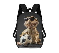 sinyumoney Bearded Dragon with Soccer Ball Mochila Escolar Para Niños Mochila Escolar Impresa En 3D Mochila Escolar De Moda Para Niños De Primaria Y Secundaria 17inch
