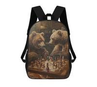 sinyumoney Bears Playing Chess Game Mochilas De 17 Pulgadas Para Niños, Mochilas Escolares Impresas En 3D Para Estudiantes De Primaria Y Secundaria, Para Niños Y Niñas.