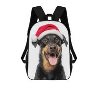 sinyumoney Beauceron Dog with Santa Hat Portrait Mochilas Escolares Resistentes Al Agua Mochila Escolar De Negocios - Perfecta Para Viajes, Trabajo Y Uso Diario 17inch