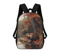 sinyumoney Beaver in Autumn Forest Mochila Escolar Mochilas Escolares Para Niñas Y Niños Mochila Con Bolsillo Mochila Escolar De Moda Para Niños 17inch