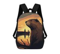 sinyumoney Beaver Sunset Mochila Infantil Para Niñas, Mochila Escolar 3D, Mochila Para Niños Pequeños, Mochila Informal De Día, Mochila Escolar De Moda 17inch