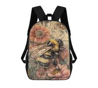 sinyumoney Bee on Pink Flower-1 Mochilas Impresas En 3D Para Niños 17inch Mochilas De Moda Informales Para El Día A Día, Bolsas De Viaje, Mochilas Informales Para Exteriores Para Niños Y Niñas