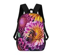 sinyumoney Bee on Vibrant Flower Mochila Escolar Para Niños Mochila Escolar Impresa En 3D Mochila Escolar De Moda Para Niños De Primaria Y Secundaria 17inch