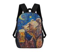 sinyumoney Beer Drinking Bear Art Print Mochila Escolar Resistente Al Agua, Mochila De Viaje, Bolsa Para Computadora Para Hombres, Mujeres Y Adolescentes 17inch