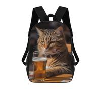 sinyumoney Beer Drinking Cat Mochila, Mochila Infantil, Mochila Escolar Para Estudiantes, Mochila Para Libros, Mochila Escolar Impresa En 3D Para Niños Y Niñas 17inch