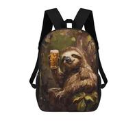 sinyumoney Beer Drinking Sloth Mochila Escolar Impresa En 3D Para Niños, Mochila Escolar Informal De Moda Para Viajes Para Niños Y Estudiantes 17inch