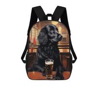 sinyumoney Beer Flat Coated Retriever Mochila Escolar, Mochila De Viaje Resistente Al Agua, Mochila Para Computadora Para Niñas, Niños Y Adolescentes 17inch