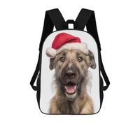 sinyumoney Belgian Laekenois Dog with Santa Hat Portrait Mochila Escolar Para Niñas Y Niños, Mochilas De Gran Capacidad, Mochilas Ligeras Para Niños Y Estudiantes 17inch